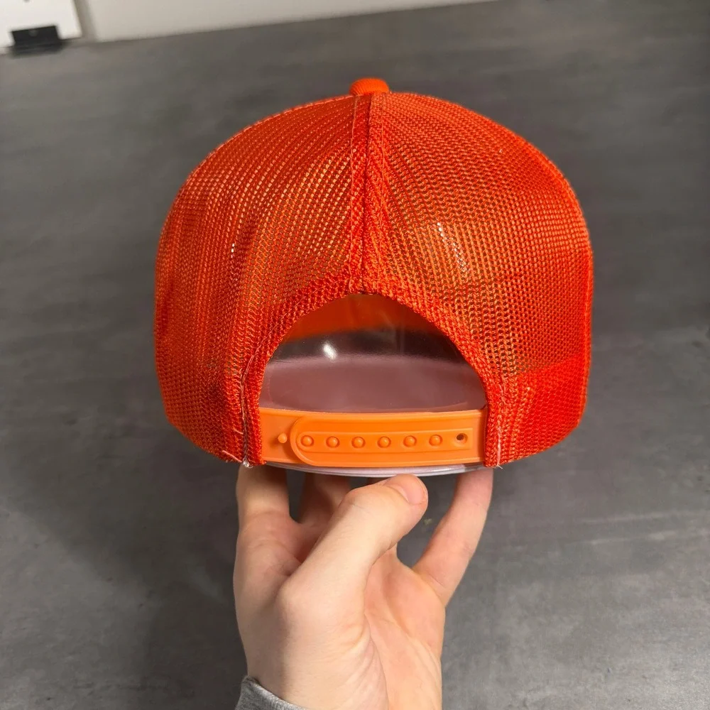 Vintage‎ 80s Hanes Big Brutus Incorporated Trucker Hat Orange Mesh Snapback Cap - Picture 5 of 7